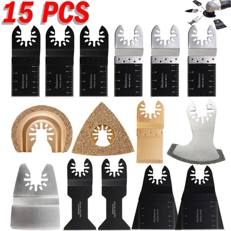 

15 Pcs Multi Tool Blades For Dewalt Stanley Worx Erbauer Oscillating Multitool 2018 New Arrival