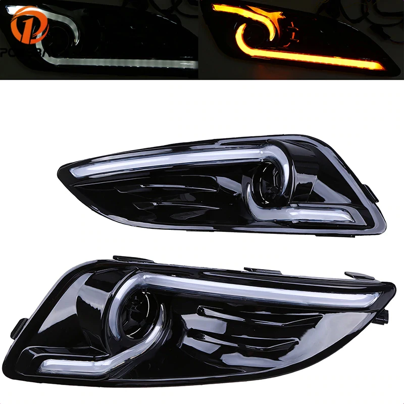 POSSBAY 2x DRL Daytime Running Light LED for Ford Fiesta 2013 2014 2015 With Turn Signal Lamp