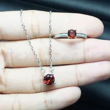 Натуральный настоящий гранат, ювелирный набор,, 1 шт ожерелье, 1 шт кольцо, серебро 925 пробы 0.6ct* 2 шт драгоценный камень X8101905
