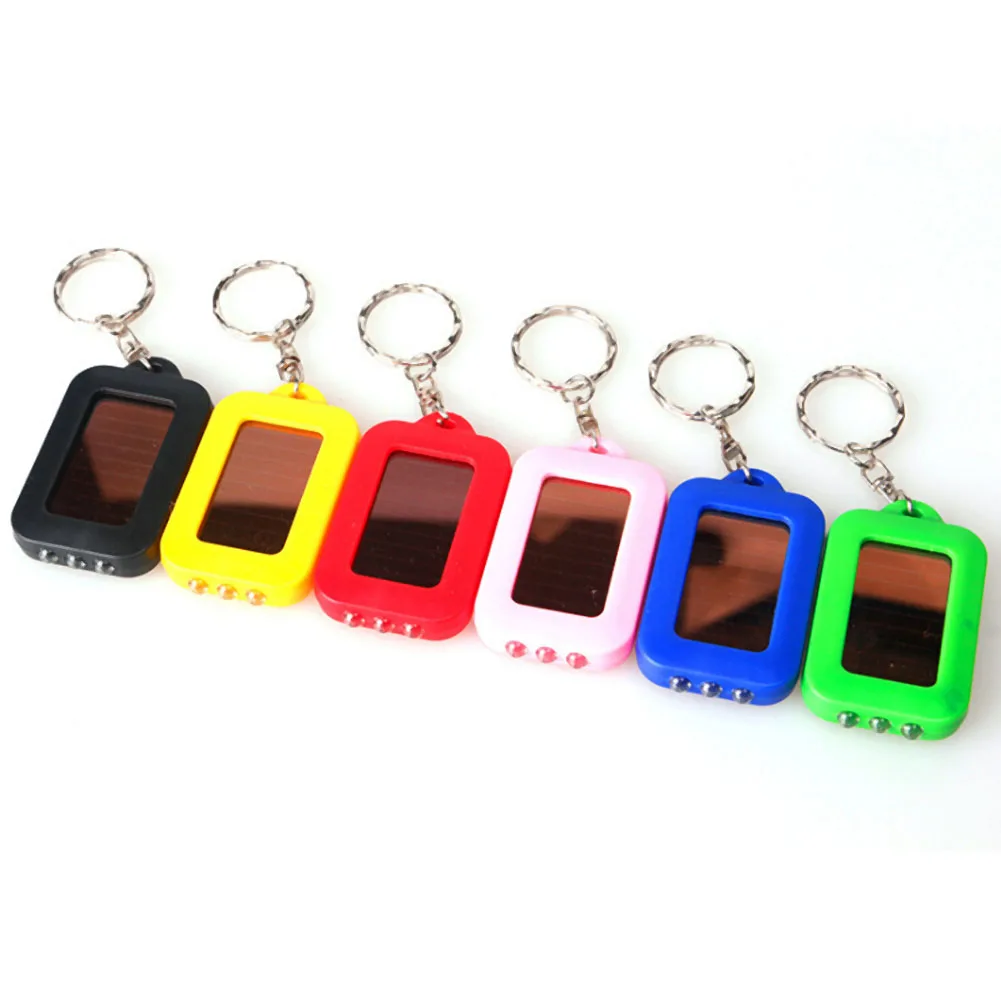 New Mini Portable Solar Power 3 LED Light Keychain Keyring Torch