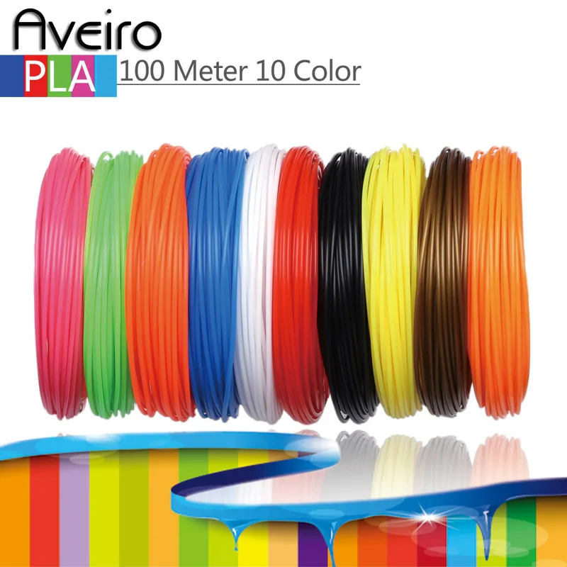 10 ألوان 100 متر 3D طابعة خيوط PLA 1.75 مللي متر المواد البلاستيكية ل 3D القلم الرسم و الطباعة اللعب ل الاطفال الهدايا