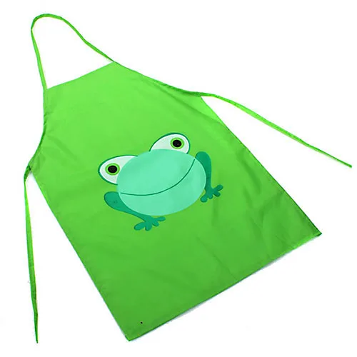 Kids Children Cute Waterproof Cartoon Frog Apron Printed Painting Cooking Apron For Kitchen Women Housework 49.5cm x 35cm