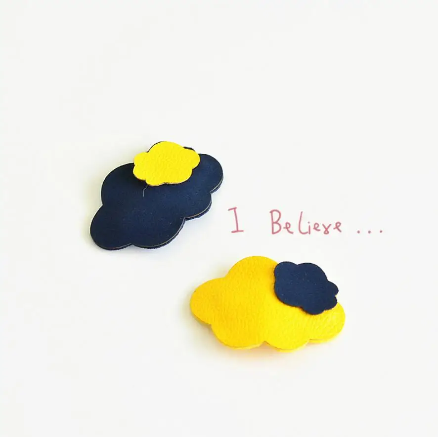 

Children Hair Accessories Lovely Simple Cloud PU BB Clip Leather Small Pin Bright Color Girls Headdress