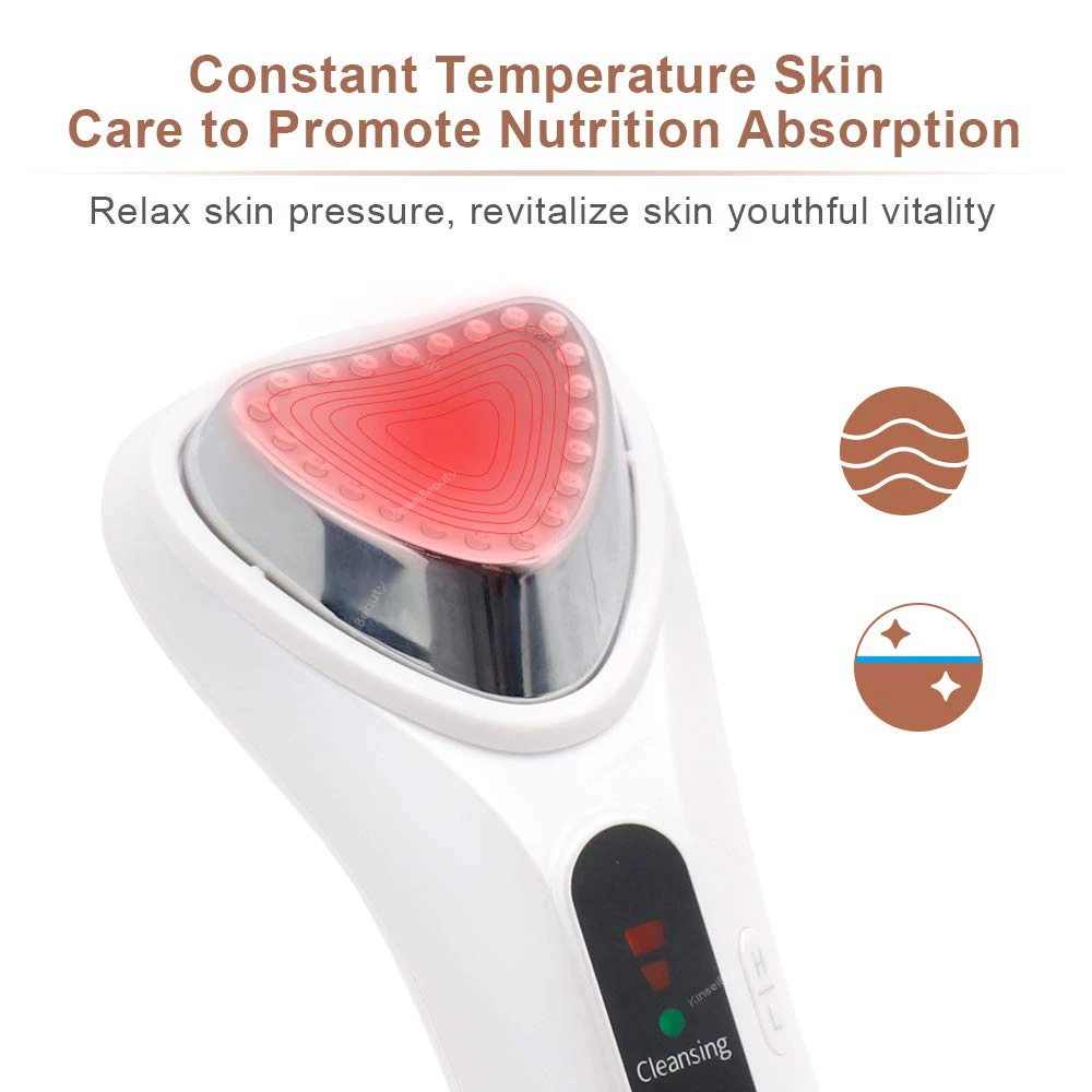  Face Cleansing Device Sonic Vibration Warming Massager Facial Nourishing Lift Toning Machine Consta
