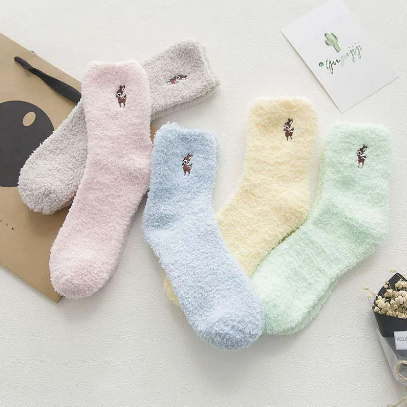 

Thicken Women Cotton Cute Plush Warm Sleep Cute Socks hosiery Winter Long Socks Woman New Year's Socks Christmas Sock