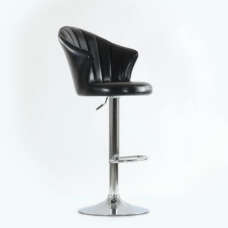 N31CrSpuBlack Barneo N-31 черный кухонный барный стул с мягким сиденьем эко-кожа с выраженным блеском ножка хром стул на газ-лифте стул высокий стул для барной стойки кресло для макияжа по России