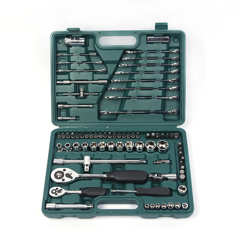 

78pcs 1/4" 1/2" Socket Wrench Socket Set Drive Ratchet Kit Tool Box Mechanics Repair Tool Kit Home Metal Working Hand Tool Kits