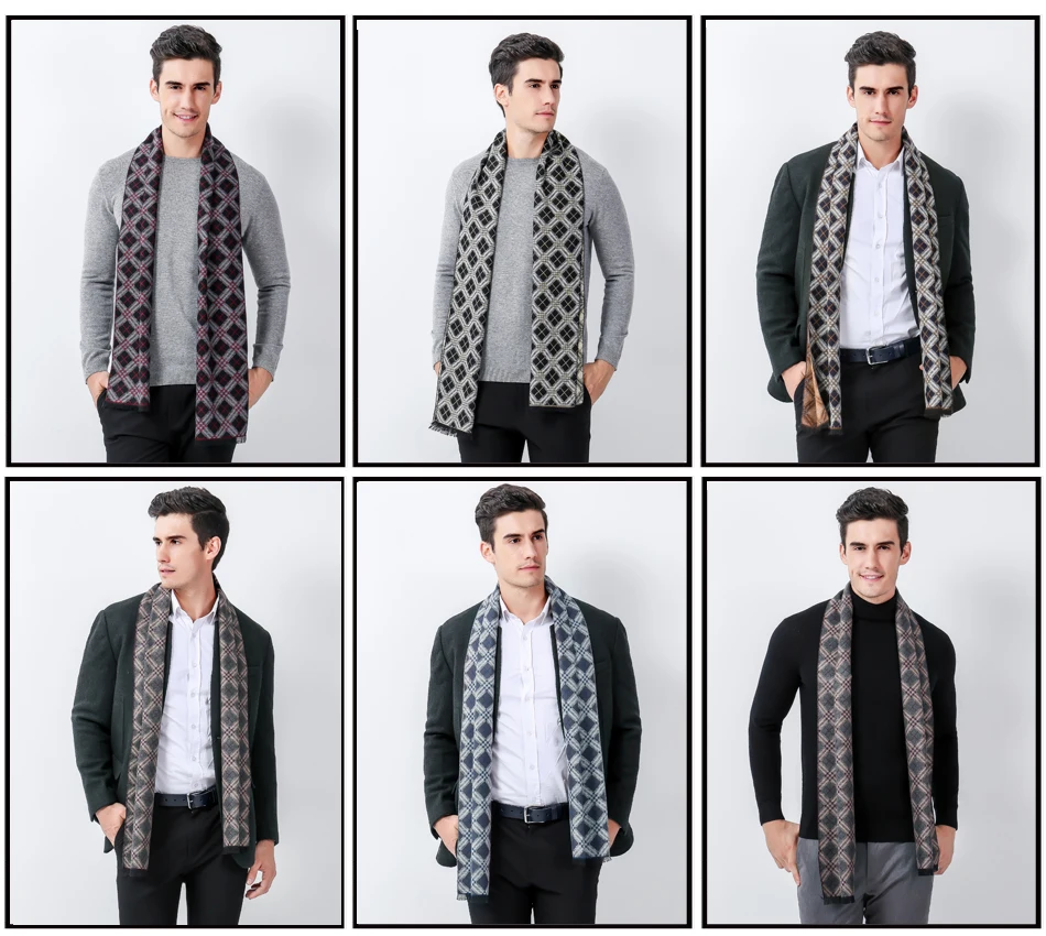 male scarf FS Winter Warm Scarves For Men Tartan Plaid Scarf Luxury Brand Designer Cashmere Wool Man 2018 Fashion Business Long Soft Shawl mens dress scarf