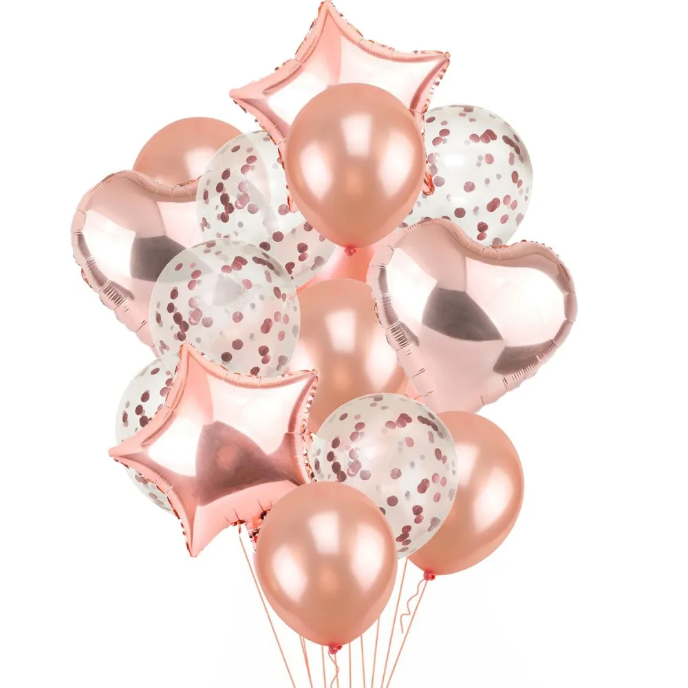 12 дюймов воздушный шар "Конфетти" мульти воздушные шары с днем рождения украшения Детский номер воздушный шар из фольги Globos товары для свадебной вечеринки - Цвет: Rose gold confetti