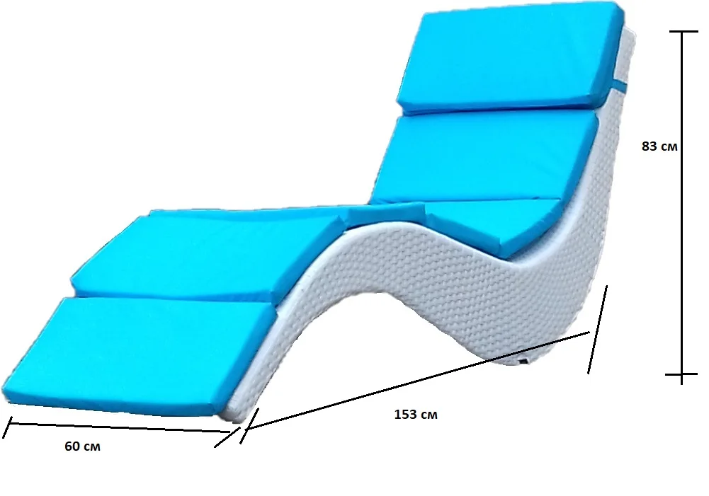 Шезлонг из искусственного ротанга Волна, цвет-бело-серый