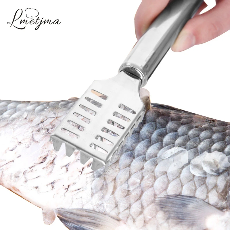 Скребок для рыбной чешуи из нержавеющей стали LMETJMA инструменты для рыбочистка рыбы противоскользящие скребок для рыбы инструменты PYKC0801-1