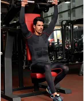 

2019 Men Compression Tight Fitness Underwear Sets Men Tops Leggings Suits Men Fitness Clothing Underwear Large size