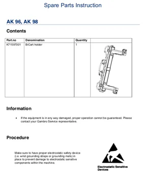 

GAMBRO AK 96 AK 98 BICART CARTRIDGE HOLDER COMPLETE CLEANCART HOLDER ( NEW ) K40461001