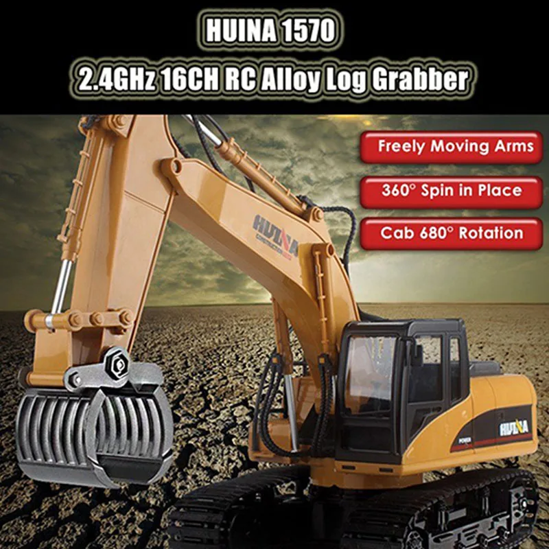 HUINA 1570 1:14 2 4 GHz 16CH RC машина для захвата бревен из сплава с самостоятельными руками
