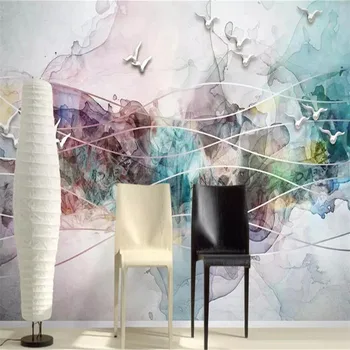 

Abstract ink landscape bird TV background wall high-grade wall cloth manufacturers wholesale wallpaper mural photo wall