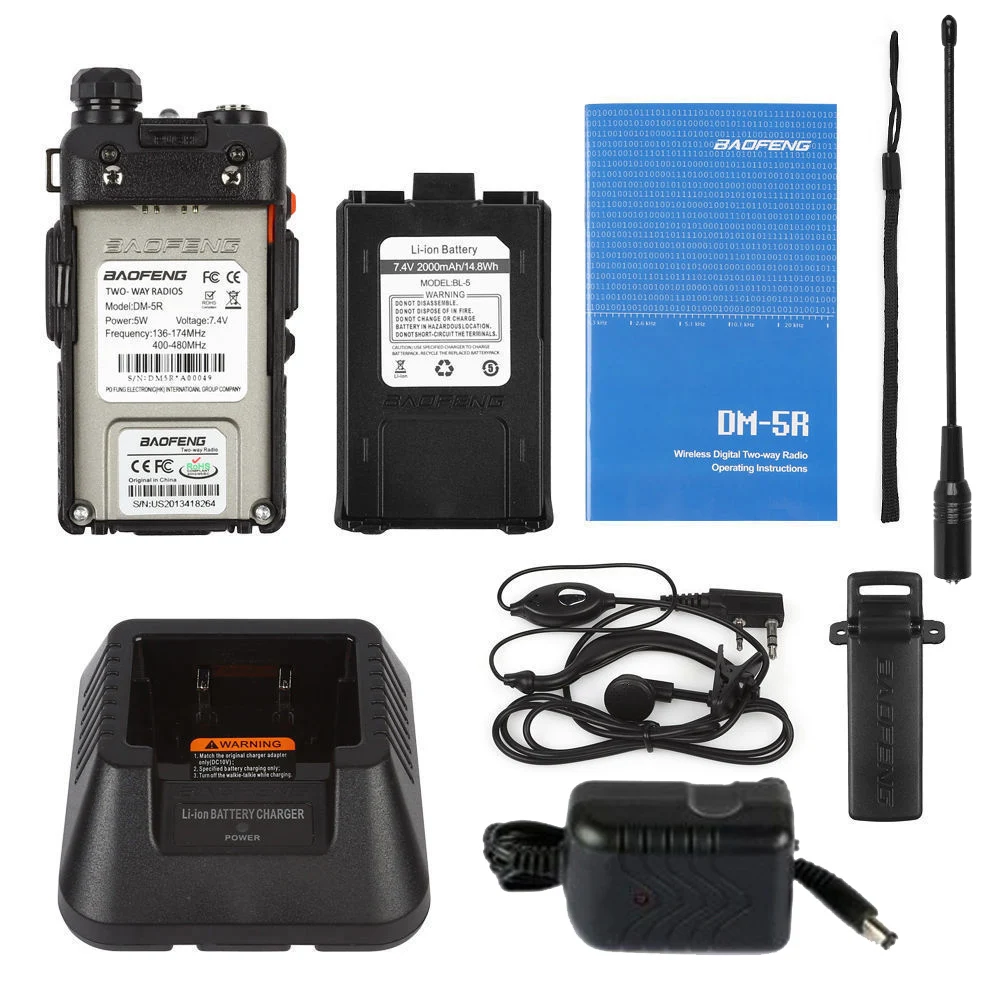Baofeng DM 5R Tier II Walkie Talkie DMR цифрового радио CB 128 CH 2 варианта Dual Band Портативный