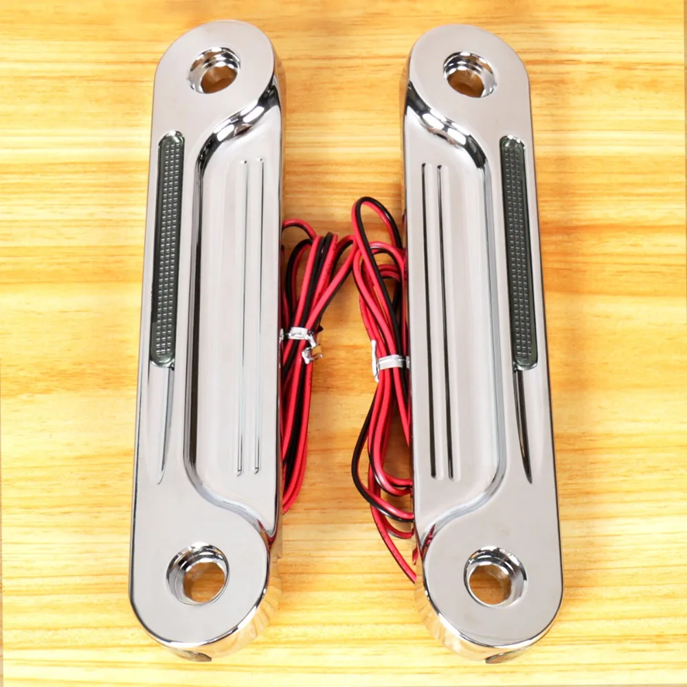  Chrome LED Shallow Cut Flush Fork Turn Signal Brackets For Harley Touring Electra Street Glide 2014 - 32941206696