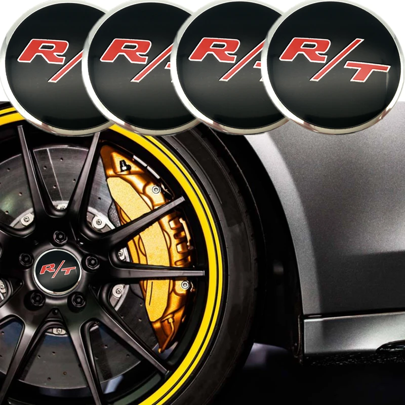 FDIK 4pcs 56.5mm R/T RT logo aluminum car emblem Wheel Center Hub sticker Rim badge For Dodge JCUV Caliber RAM Journey Charger
