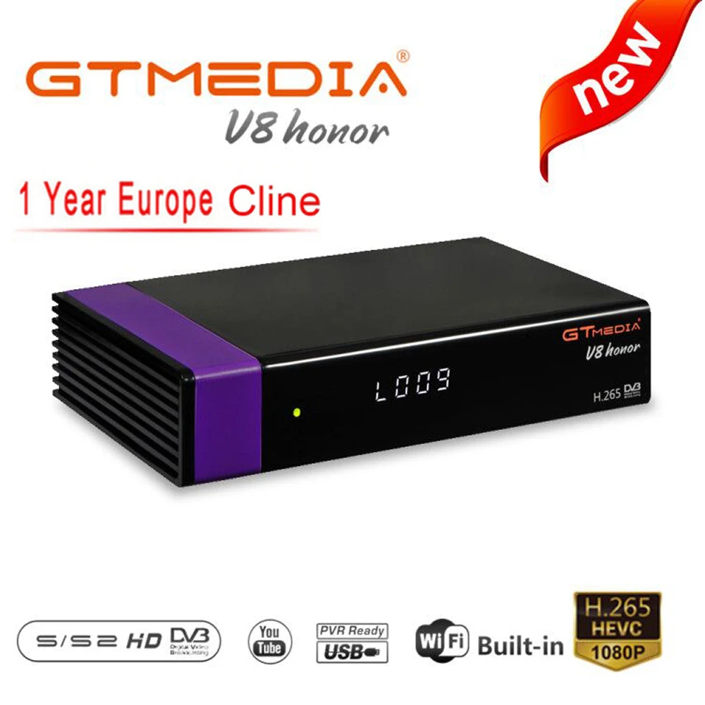 GT MEDIA V8 Honor DVB-S2 Freesat спутниковых ТВ приемник fta-декодер Поддержка ключ powervu, biss Newca CCCAM Youtube, HD PVR приемник