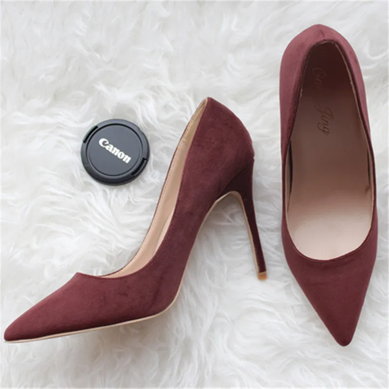 

Free shipping fashion women Pumps Vintage burgundy velvet Pointy toe high heels shoes size33-43 12cm 10cm 8cm party shoes