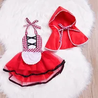 Robe Tutu + Cape pour nouveau-né fille, tenue du petit chaperon rouge, accessoire Photo de Cosplay, robes de fête, vêtements pour bébé 3