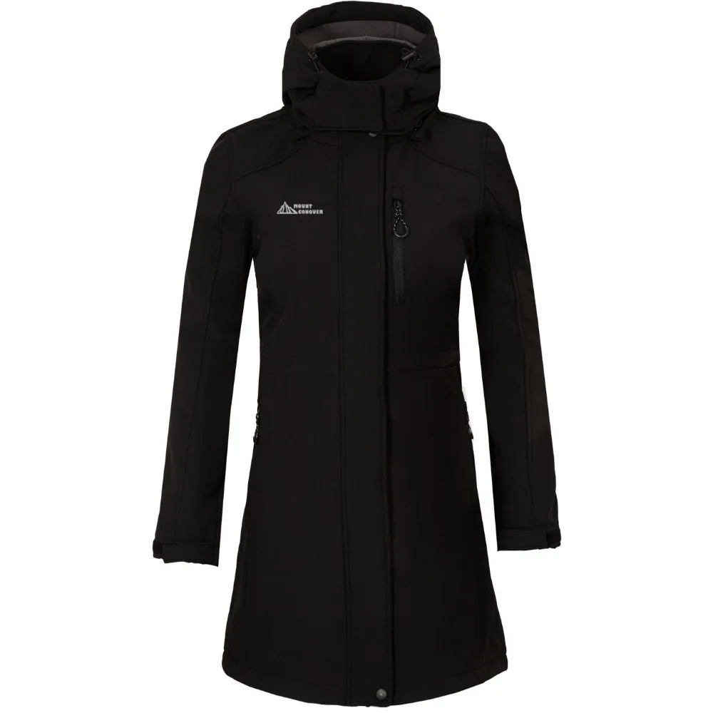 2018 Women Long Coat Hiking Jacket Softshell Fleece Jacket Windproof Breathable Hard wearing