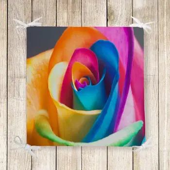 

Else Blue Yellow Pink Rose Flower 3d Print Square Chair Pad Seat Cushion Soft Memory Foam Full Lenght Ties Non Slip Washable