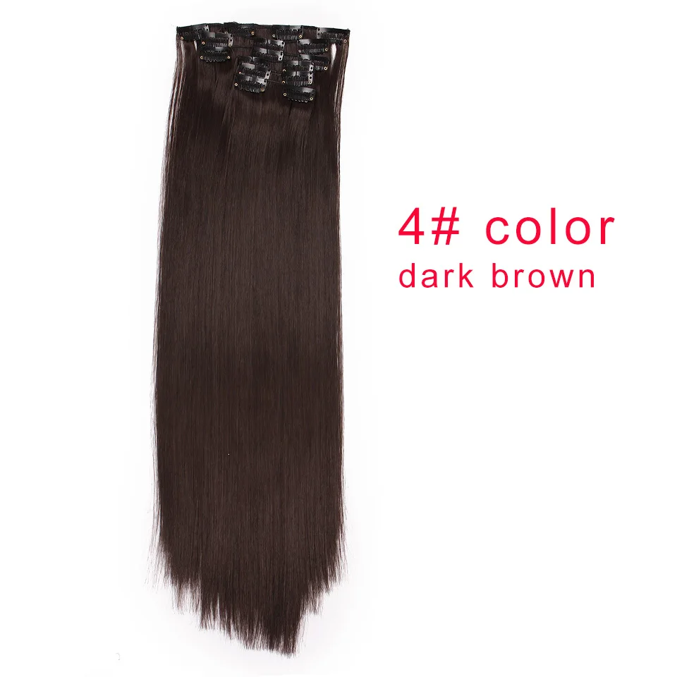 AISI 22 красоты "16 клипы 6 шт./компл. шелковистая прямая синтетический клип в наращивание волос для Для женщин накладные шиньон тепла нескользящие - Цвет: 4