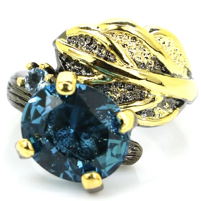 

6.5# Handmade Vintage Pink Raspberry Rhodolite Garnet Drop Woman's Gift 925 Black Gold Silver Ring 25x20mm