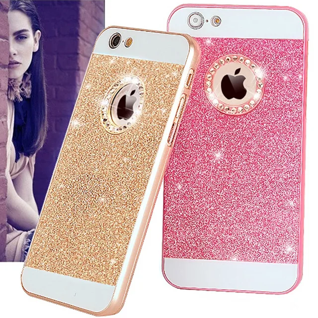 DREAMYSOW Luxury Funda Glitter Bling Diamond Back Cover For iPhone 7 6 6S Plus X 8 Plus Hard Case for iPhone 5 5S SE 4 4S Shell