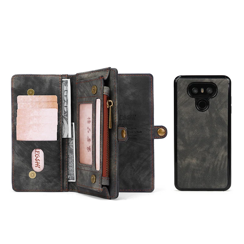 Megshi кожаный съемный чехол для Lg G6 G8 Stylo4 2 в 1 кожаная сумка на молнии G7 Чехол