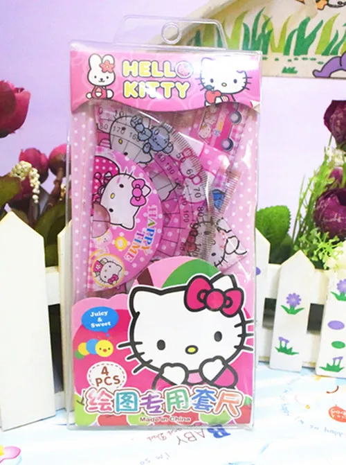 Милый Kawaii Hello kitty 4 в 1 набор линейки KX-S3141