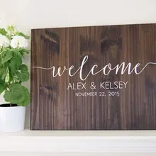 Персонализированные деревянные Свадебные приветственные знаки, пользовательские имя Дата Вход ДОБРО ПОЖАЛОВАТЬ Свадебный знак, деревенские вечерние приветственные знаки, свадебный подарок