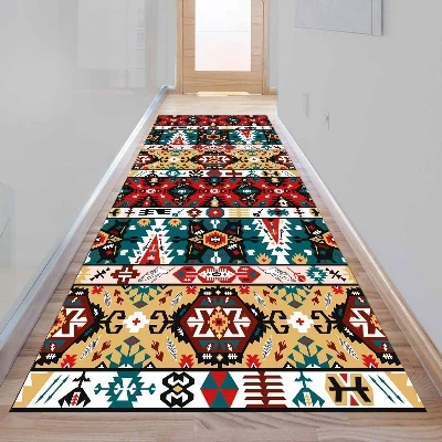 Else Ретро зеленый красный желтый османский дизайн 3d принт Нескользящая микрофибра моющийся длинный бегунок коврик пол коврики для прихожей
