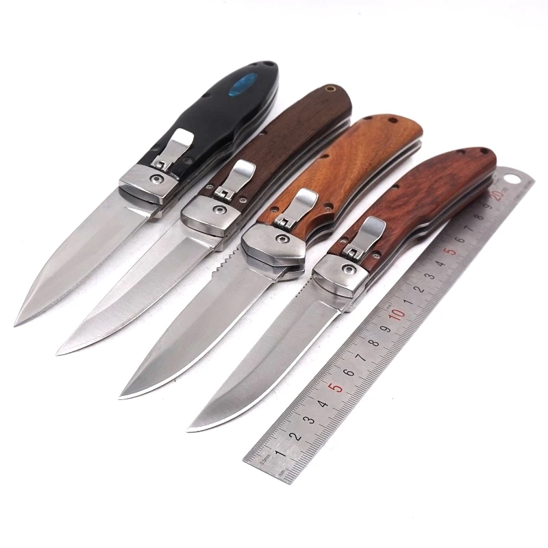 

Folding Knife Tactical Survival Knife Camping Hunting Knives Multitool 7CR18MOV Blade Wood+Steel Handle Outdoor Rescue EDC Tool