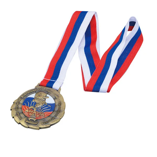 

custom medals with enamel color cheap metal Russia medals with ribbons