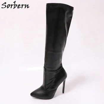 

Sorbern 12Cm High Heel Knee Boots For Women Pointed Toe Heels Shoes Ladies Custom Wide Calf Size Boots Wide Fit Heels Autumn