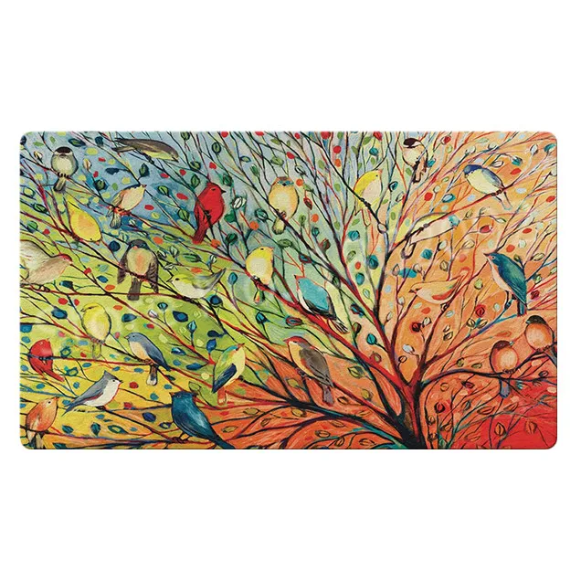 

Modern Colorful 27 Birds Art Painting Kitchen Doormat for Floor Tree Bird Branch Welcome Door Mat Bedroom Rug Carpet Home Decor