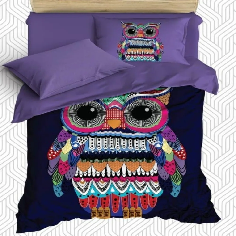 Anders 4 Stuk Paars Aztech Etnische Sweet Leuke Uil Kids 3D Print Katoen Satijn Dekbedovertrek Beddengoed Set Kussen case Laken Anders 4 Stuk Paars Aztech Etnische Sweet Leuke Uil Kids 3D Print Katoen Satijn Dekbedovertrek Beddengoed Set Kussen case Laken
