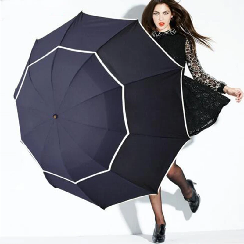 

Double Golf Umbrella Rain Women Windproof 3Floding Large Male Women Umbrella Non-Automatic Business Umbrella For Men Paraguas