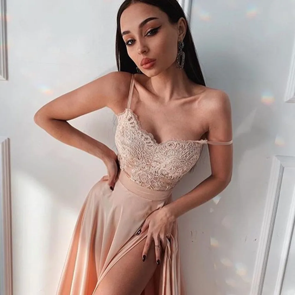 HONGFUYU Evening Dresses Long 2019 Formal Dress Elegant Abiye Gece Elbisesi Lace Robe De Soiree Spaghetti Straps Prom Gowns Slit HONGFUYU Evening Dresses Long 2019 Formal Dress Elegant Abiye Gece Elbisesi Lace Robe De Soiree Spaghetti Straps Prom Gowns Slit