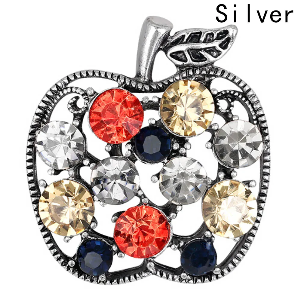 

1 Piece Cute Colorful Full Rhinestone Apple Accessory Brooch For Women