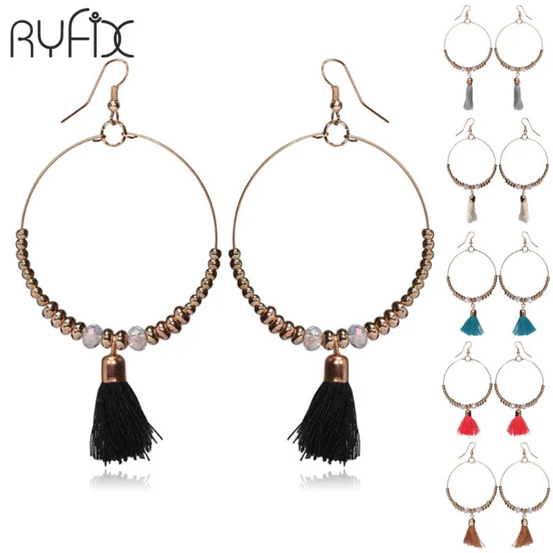 Download 2018 Unique Design Tassel Dangle Earring Fashion Women Hand Tassel Hair beaded Earring Candy ...