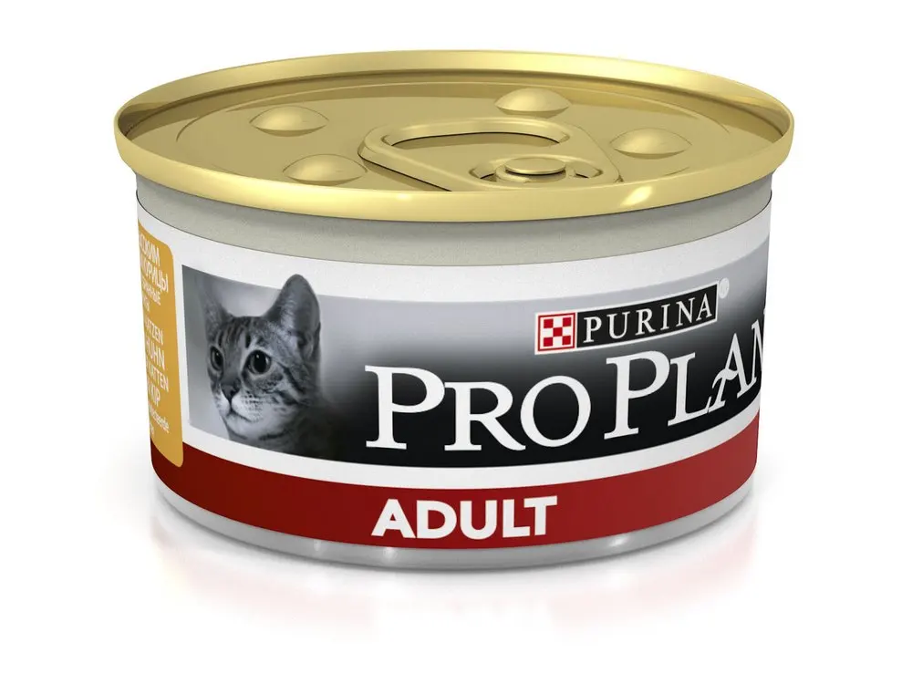 Pro Plan Adult консервы для взрослых кошек, курица(паштет, 24*85 г