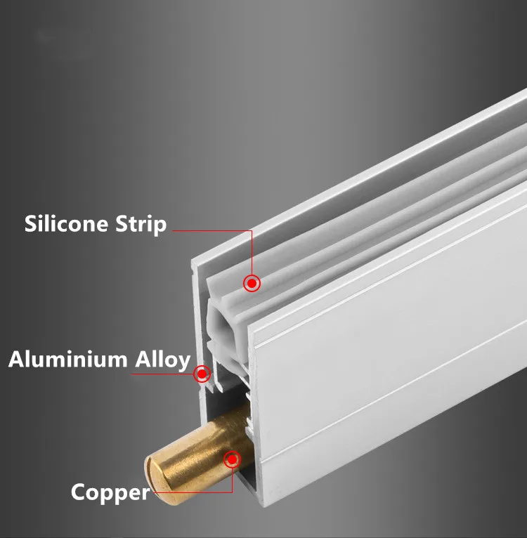 Изготовленные на заказ автоматические уплотнения двери отель дома деревянные двери снизу развертки прокладки уплотнения алюминиевый держатель+ резина отель жилой