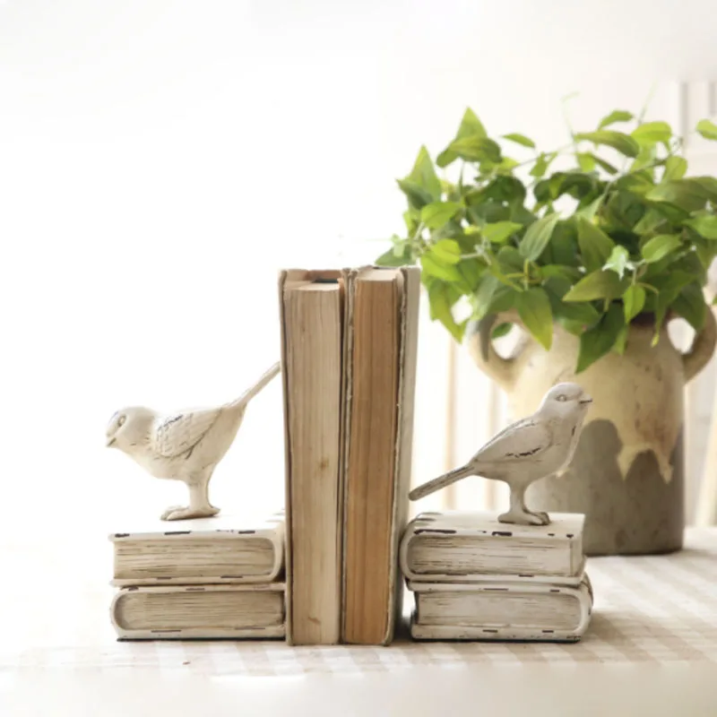 

1 Pair of resin birds bookend animal figurine for study room decoration objects