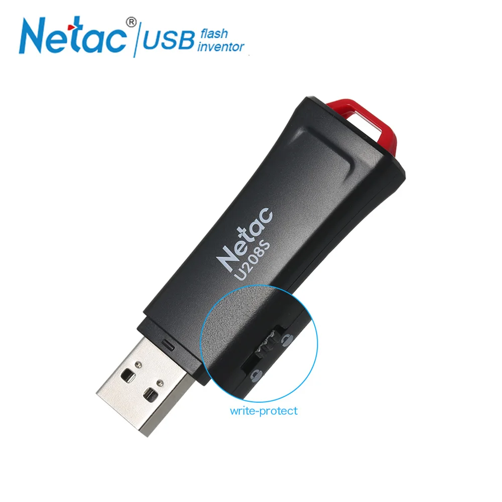 Netac 16 Гб USB флеш-накопитель 2,0 Флешка 32 Гб USB флешка с защитой от записи зашифрованная память черная ручка-накопитель пластиковая U208S U диск