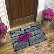 Серый черный уличный кирпич Дорога Фиолетовый лист 3d шаблон печати Противоскользящий Декоративный Пол Дверной коврик Домашний вход гостиная