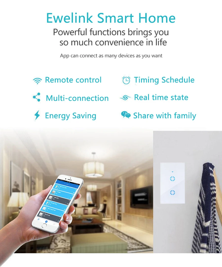 EJLINK AUUS Wifi Switch Ewelink App Remote Control Light Switch Voice Control Work with Alexa, Google Home Smart Switch EW-US01 (3)