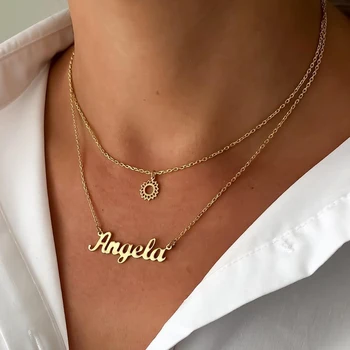 

Personalized Name Angela Necklace Pendant Women Jewelry Custom Name Necklace Gold Color Name Choker Bijoux